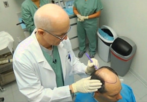 Dr. Bernstein creating a hair transplant design